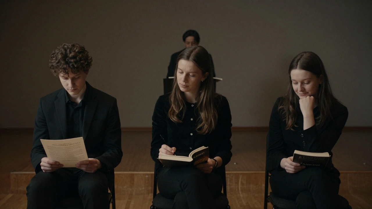 Three accomplished musicians in a quiet concert hall, each connected to Robert Hill's quiet legacy.