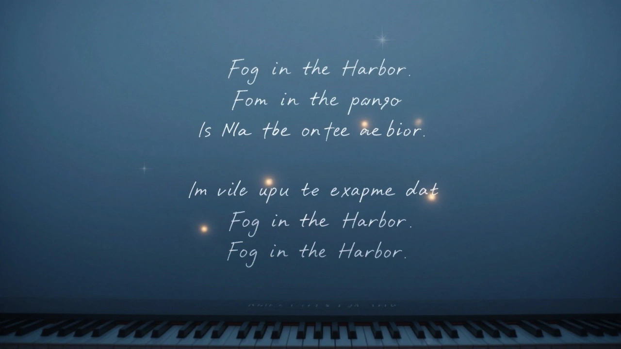 A moody lyric video with drifting fog and synchronized lyrics, matching the emotional tone of a slow ballad.