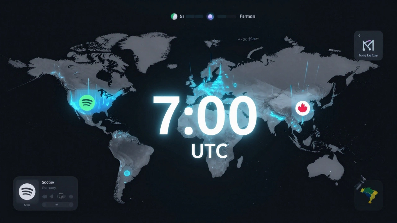 A digital streaming dashboard with real-time engagement spikes across Germany, Japan, Canada, and Brazil.