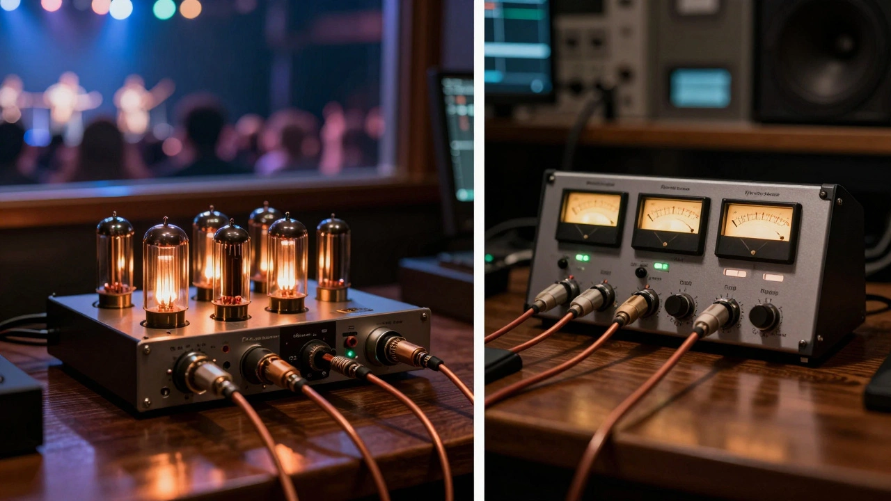 Analog tube preamp connected to digital recording interface