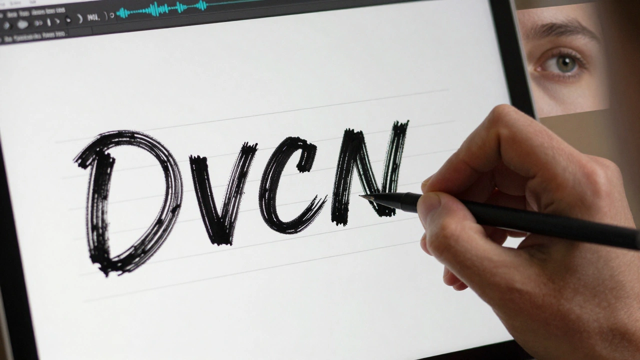 Artist manually keyframing hand-drawn typography with vocal waveform as reference.