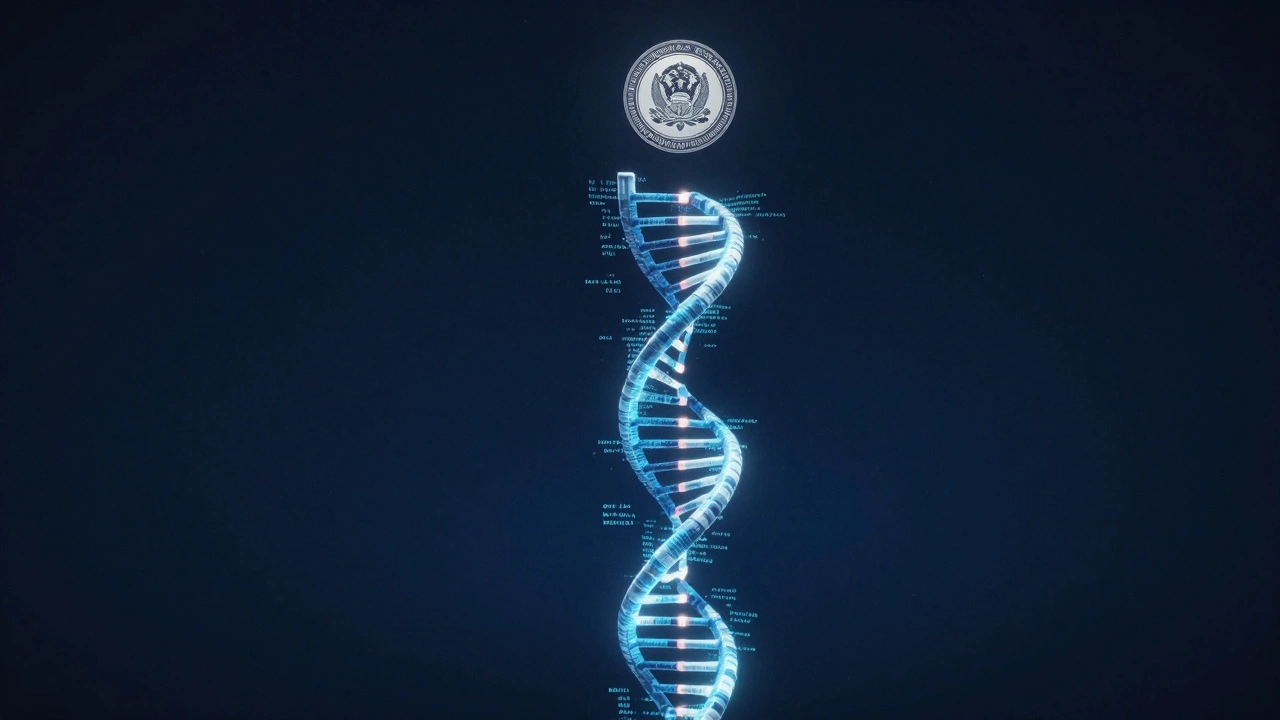 Digital timestamps and code spiraling upward toward a formal copyright seal.