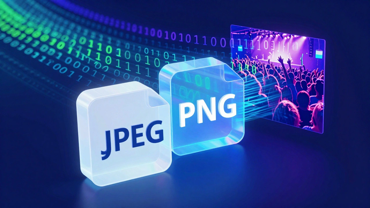 Abstract 3D visualization of JPEG and PNG file formats and compression.