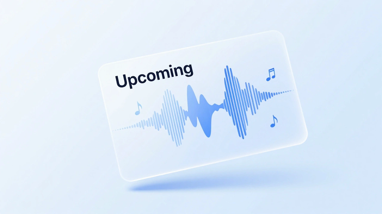 Abstract digital art of a floating Upcoming playlist card