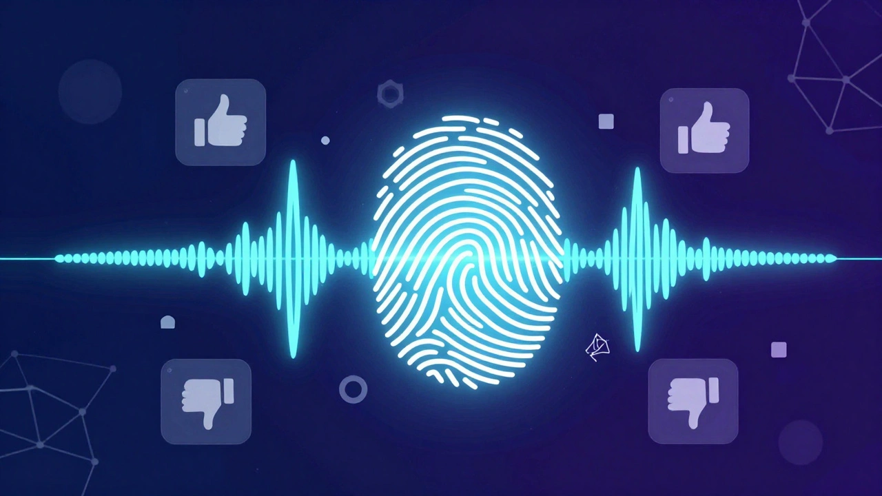 Abstract graphic of musical waves forming a fingerprint