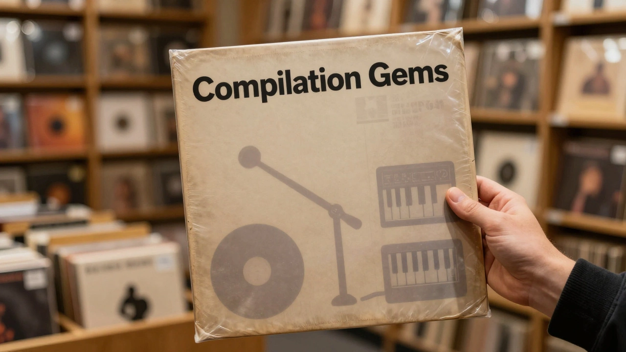 Close-up of a hand holding a rare vinyl record sleeve symbolizing hidden musical gems and legacy.