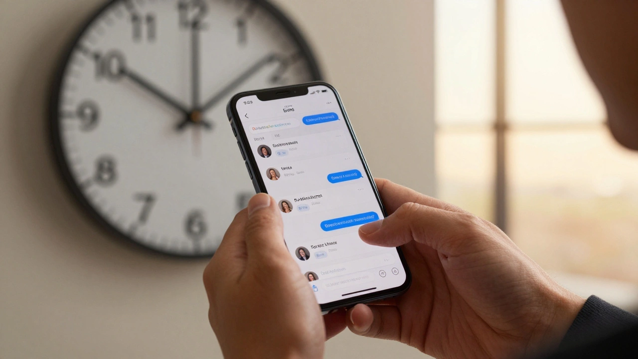 Professional monitoring social media alerts on phone during a successful product launch