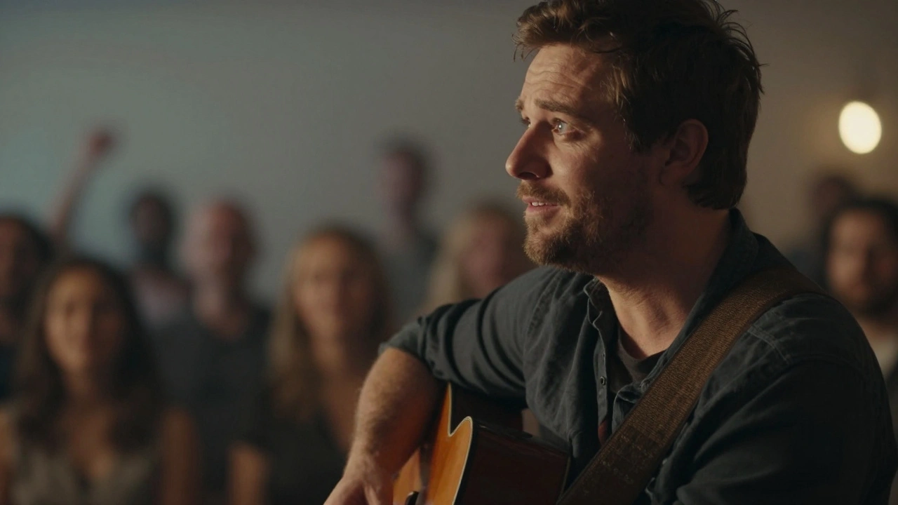 Singer sharing stories with audience on stage