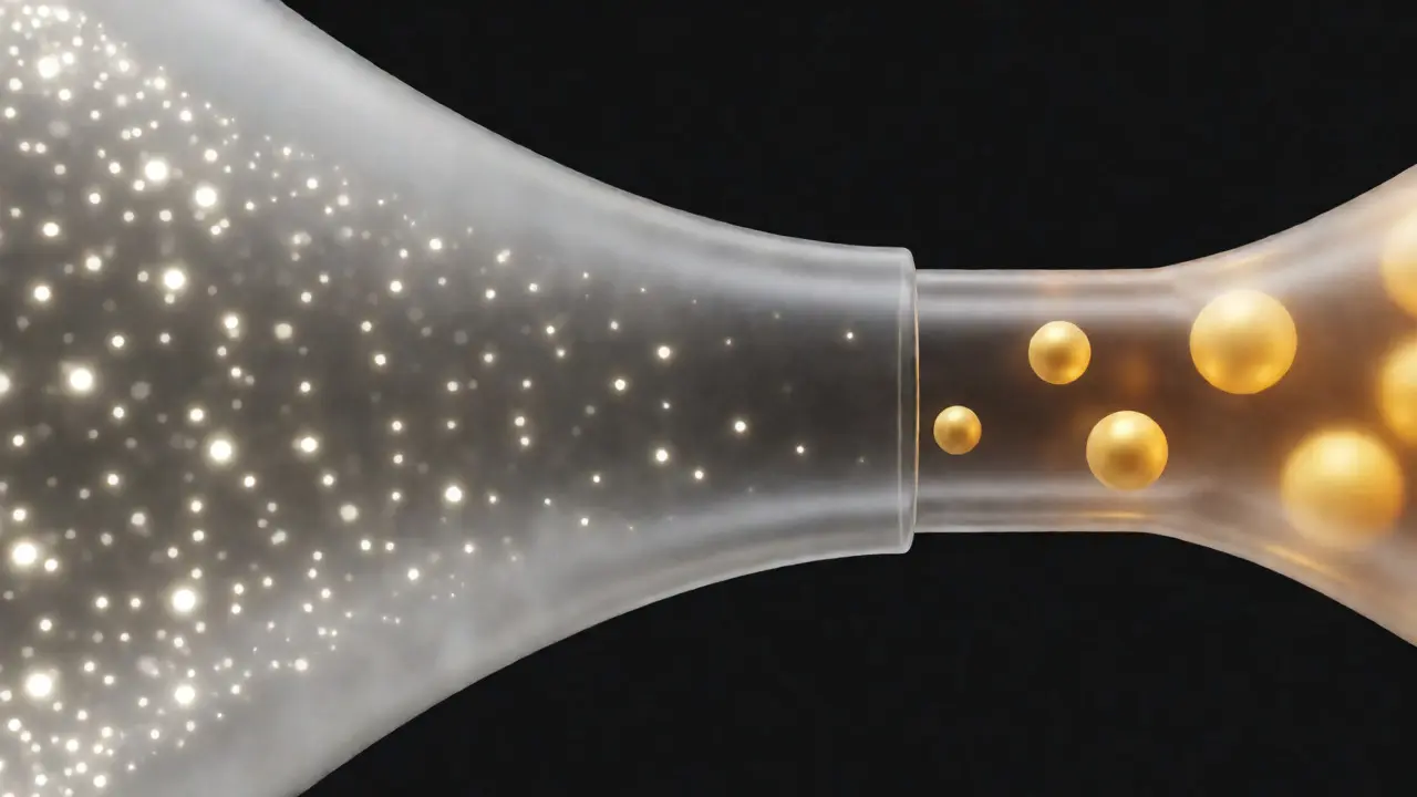 3D glass funnel visualization showing fading open rates transforming into solid click actions.