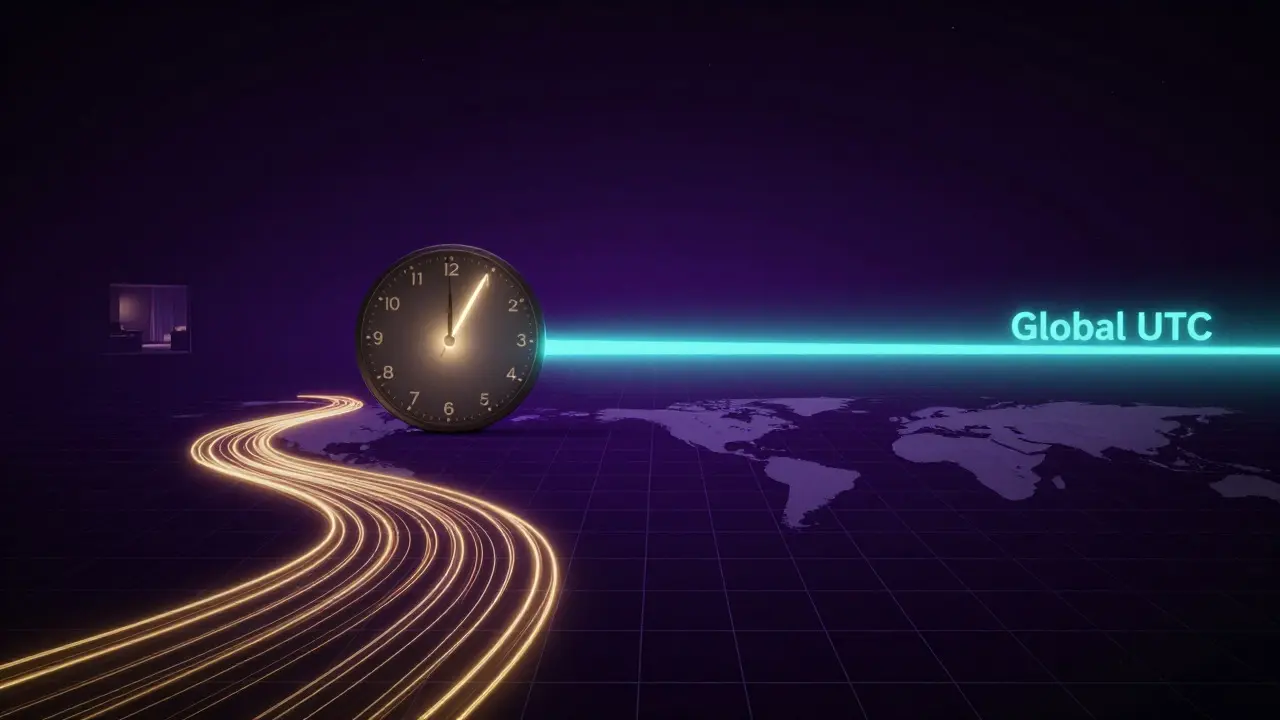 Abstract art of two diverging light paths representing local vs global strategies