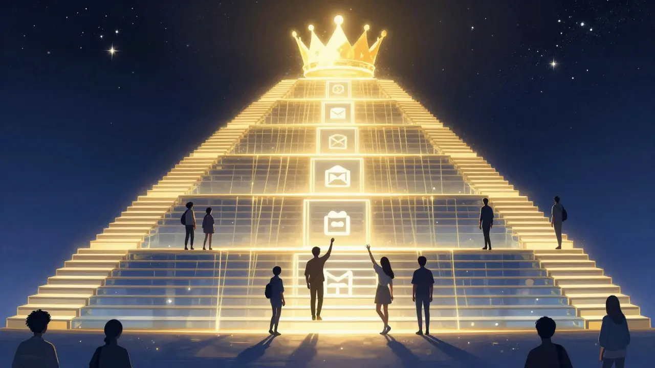 Conceptual illustration of a glowing staircase representing tiered fan access levels