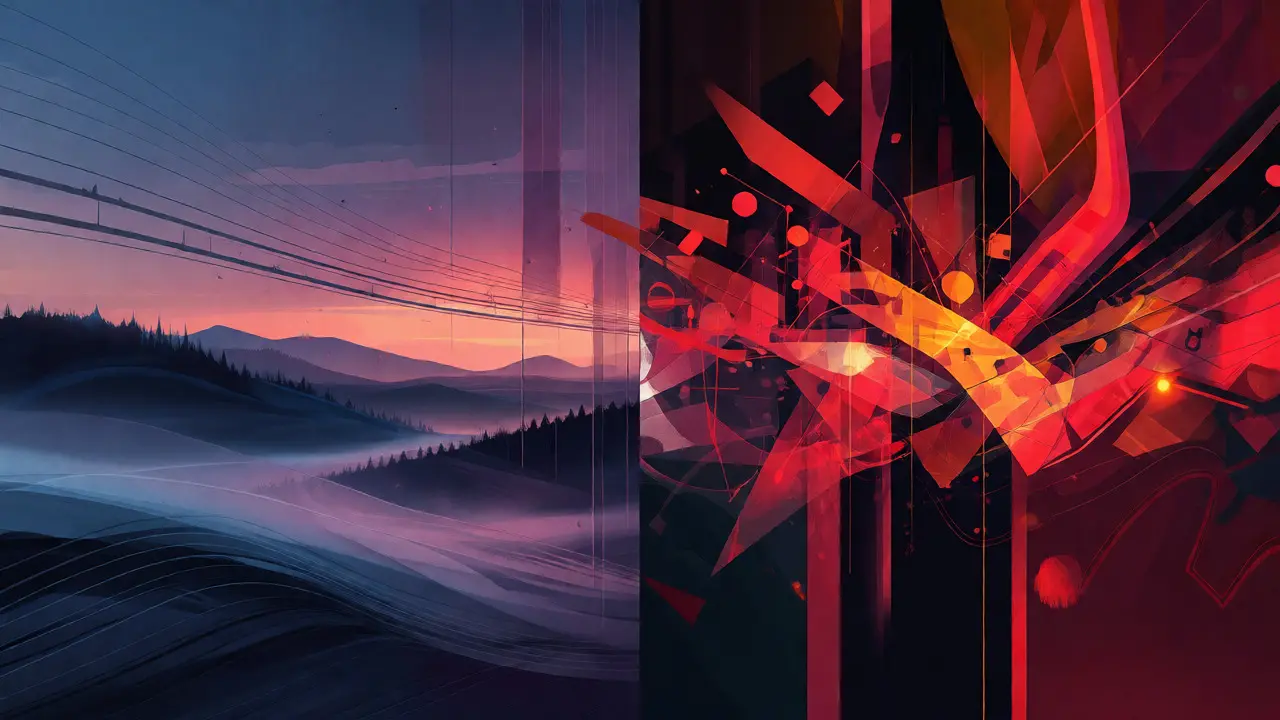 Abstract split image contrasting calm ballads with energetic barnburners